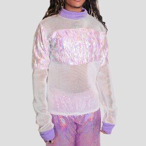 Scuba Mesh Metallic Wrinkled Top Handcrafted by Steven Davis for Patricia Field